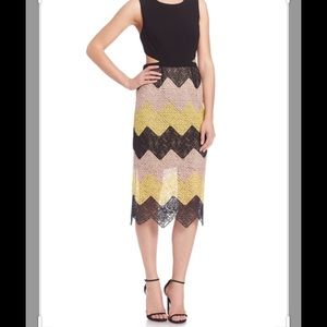 BCBG Ariels Chevron Lace Cutout Dress